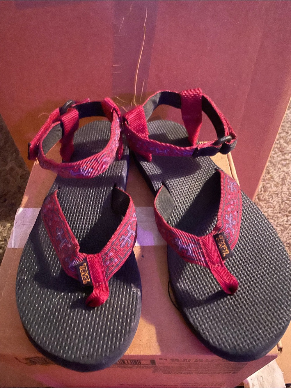 Teva Women's Red Strappy Toe-Post Sandals with Adjustable Ankle Strap